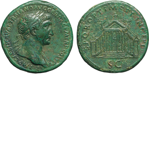 MONETE ROMANE IMPERIALI. TRAIANO (98-117). SESTERZIO Ae, 22,55gr, 34mm. BB.<br>D: Busto laureato e d