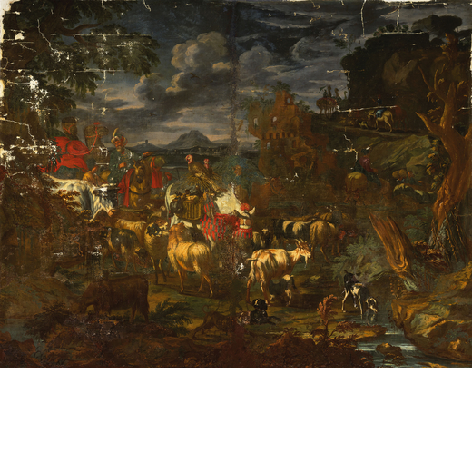 PETER MAURICE BOLKMAN (Gorinchem, circa 1630/1640 - Torino, 1710)<br>Viaggio di Abramo<br>Olio su te