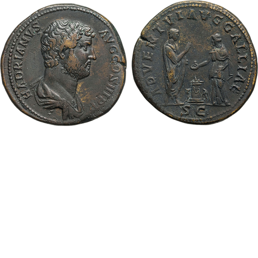 MONETE ROMANE IMPERIALI. ADRIANO (117-138). SESTERZIO Ae, 26,51gr, 33mm. Bel BB.<br>D: Busto laureat
