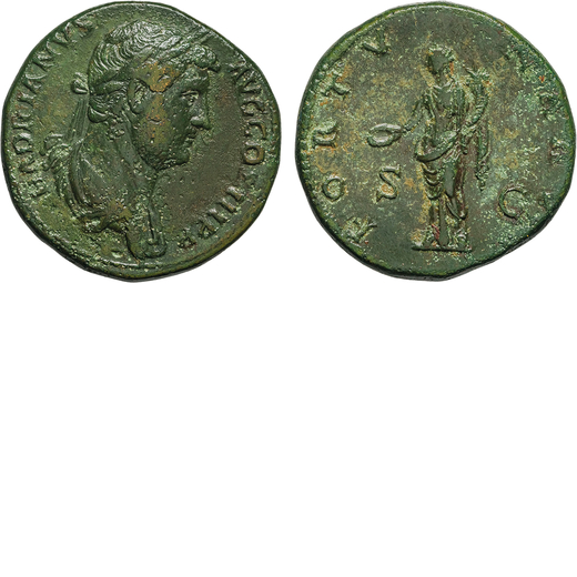 MONETE ROMANE IMPERIALI. ADRIANO (117-138). SESTERZIO Ae, 24,40gr, 30mm. BB.<br>D: Busto laureato e 