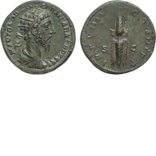 MONETE ROMANE IMPERIALI. MARCO AURELIO (161-180). DUPONDIO  Ae, 10,46gr, 25x26mm. BB.<br>D: Busto la