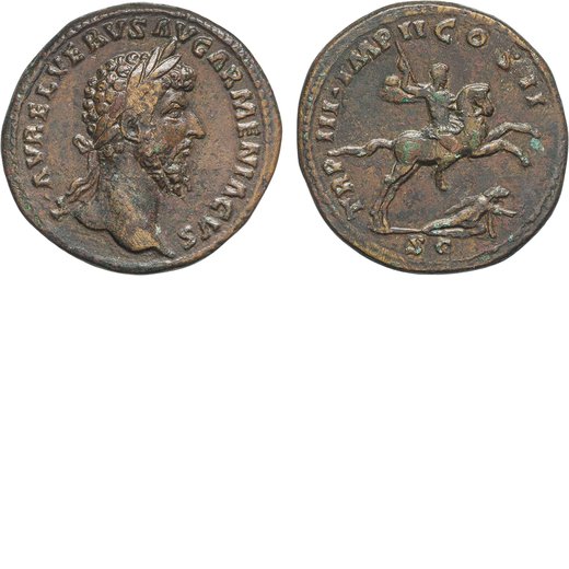 MONETE ROMANE IMPERIALI. LUCIO VERO (161-169). SESTERZIO Ae, 23,92gr, 33mm. Buon BB.<br>D: Testa lau