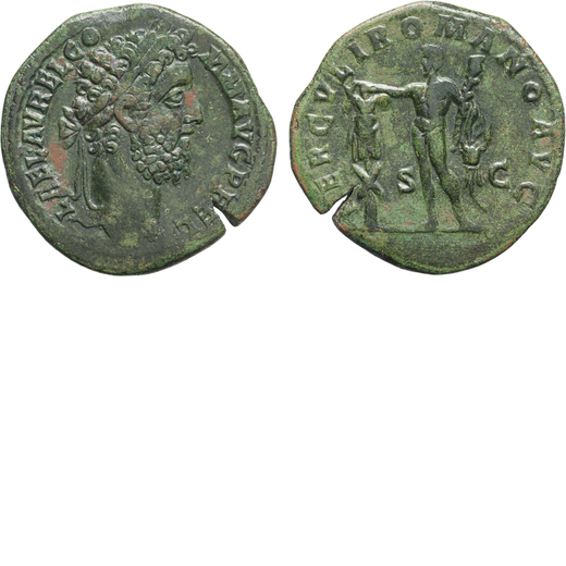 MONETE ROMANE IMPERIALI. COMMODO (177-192). SESTERZIO Ae, 23,87gr, 31x32mm. BB.<br>D: Testa laureata