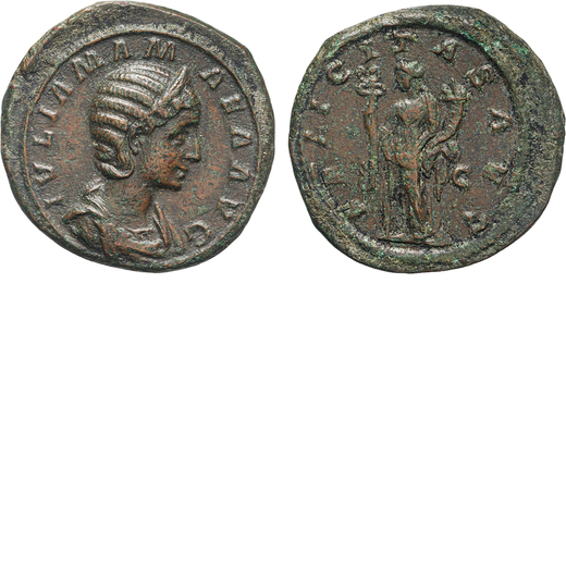 MONETE ROMANE IMPERIALI. GIULIA MAMEA (222-235). ASSE Ae, 12,6gr, 28mm. BB.<br>D: Busto di Julia Mam