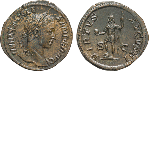 MONETE ROMANE IMPERIALI. ALESSANDRO SEVERO (222-235). SESTERZIO  Ae, 23,87gr, 32mm. SPL.<br>D: Busto