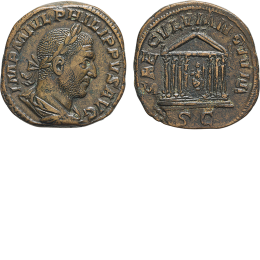 MONETE ROMANE IMPERIALI. FILIPPO LARABO (244-249). SESTERZIO Ae, 22,60gr, 30x28mm. BB.<br>D: Busto l