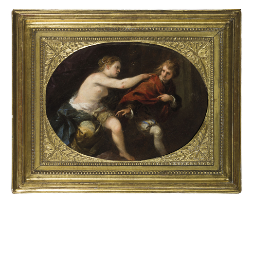 CARLO FRANCESCO NUVOLONE  (Milano, 1609 - 1662)<br>Giuseppe e la moglie di Putifarre <br>Olio su tav