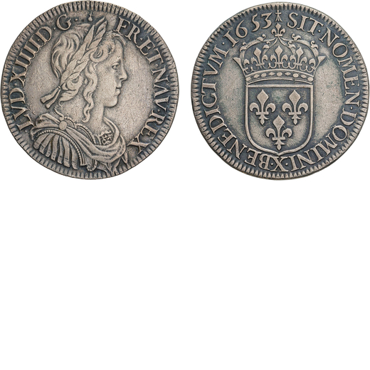 ZECCHE ESTERE. FRANCIA. LUIGI XIV (1643-1715). MEZZO SCUDO 1653  Amiens. Argento, 13,55gr, 32mm. BB.