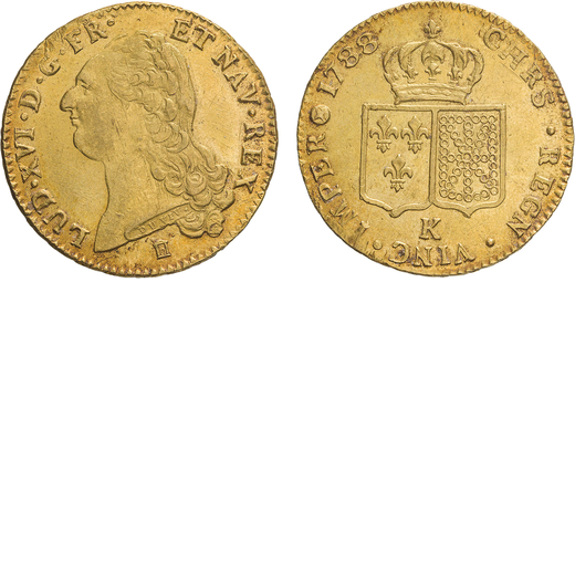 ZECCHE ESTERE. FRANCIA. LUIGI XVI (1774-1793). DOPPIO LUIGI DORO 1788  Bordeaux. Oro, 15,24gr, 29mm.