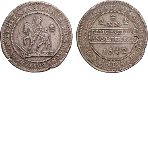 ZECCHE ESTERE. GRAN BRETAGNA. CARLO I (1625-1649). POUND 1642 Oxford. Argento, 120,10gr, 54x55mm. Qu