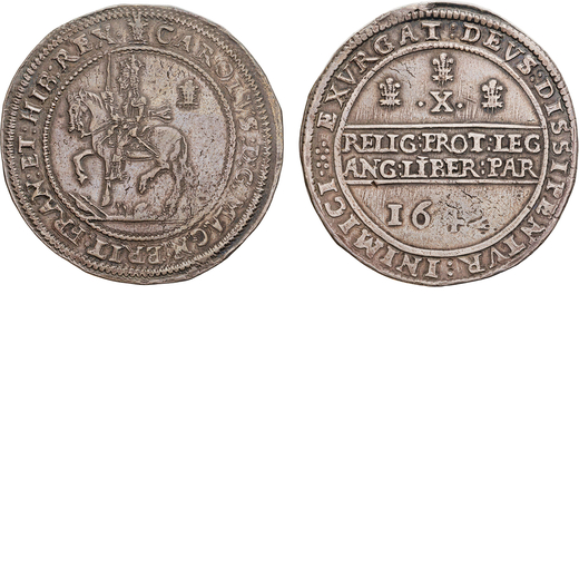 ZECCHE ESTERE. GRAN BRETAGNA. CARLO I (1625-1649). MEZZO POUND 1642 Oxford. Argento, 60,06, 47mm. Qu