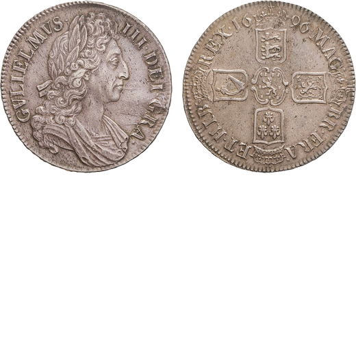 ZECCHE ESTERE. GRAN BRETAGNA. GUGLIELMO III (1694-1702). CORONA 1696 ANNO REGNI OCTAVO. Argento, 29,