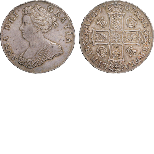 ZECCHE ESTERE. GRAN BRETAGNA. ANNA (1707-1714). CORONA 1707 ANNO REGNI SEXTO. Argento, 29,88gr, 39x4