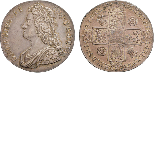 ZECCHE ESTERE. GRAN BRETAGNA. GIORGIO II (1727-1760). CORONA 1736 ANNO REGNI NONO. Argento, 30gr, 39