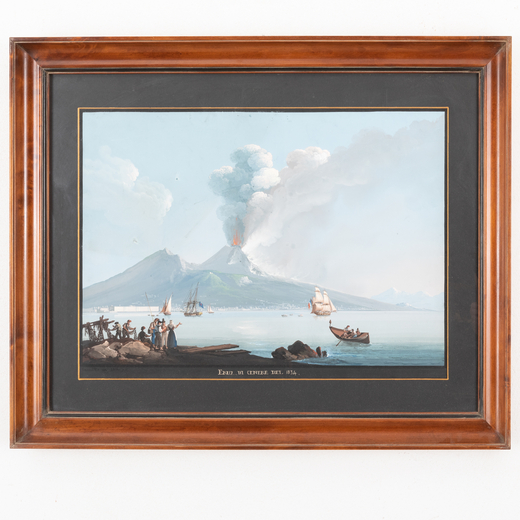 CAMILLO DE VITO attivo a Napoli 1794 - 1845<br>Eruzione di cenere del 1834 <br>Firmato Camillo de Vi