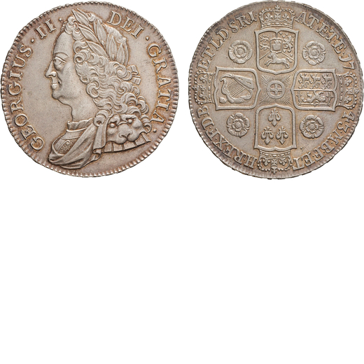 ZECCHE ESTERE. GRAN BRETAGNA. GIORGIO II (1727-1760). CORONA 1743 ANNO REGNI DECIMO SEPTIMO. Argento