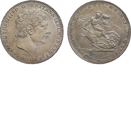 ZECCHE ESTERE. GRAN BRETAGNA. GIORGIO III (1760-1820). CORONA 1819 Argento, 28,19gr, 38mm. Migliore 