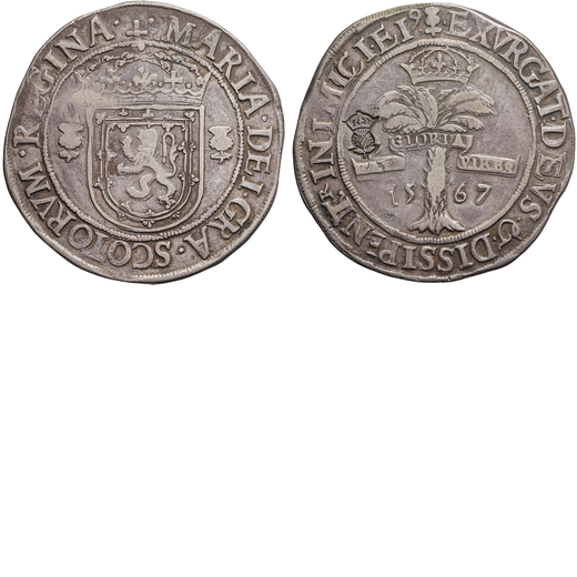 ZECCHE ESTERE. SCOZIA. MARIA (1542-1567). RYAL 1567 (CONTROMARCATO) Edinburgo. Argento, 30,30gr, 43x