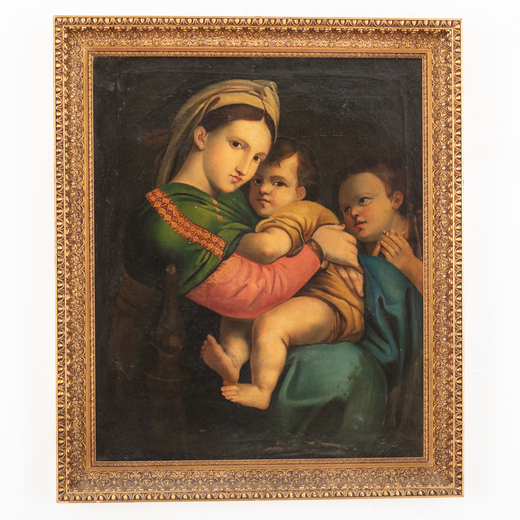 RAFFAELLO SANZIO (copia del XIX-XX secolo)  (Urbino, 1483 - Roma, 1520)<br>Madonna della Seggiola<br