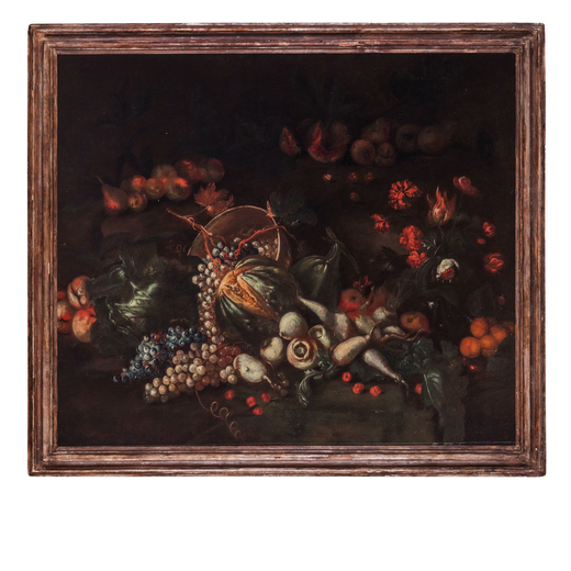 LUDOVICO CAFFI (attr.a) (Cremona, circa 1641 - Milano, 1695) <br>Natura morta<br>Olio su tela, cm 12