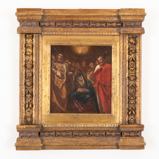 PITTORE DEL XVIII SECOLO Pentecoste<br>Olio su tela, cm 25X22