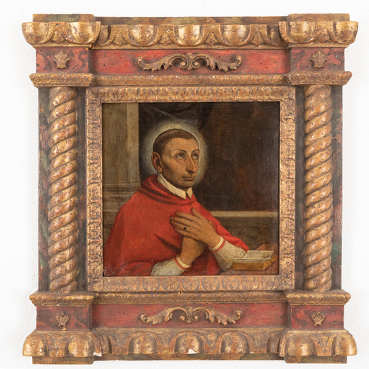 CAMILLO PROCACCINI (attr. a) (Parma, 1561 - Milano, 1629)<br>San Carlo Borromeo<br>Olio su tela, cm 