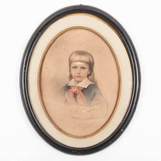 ANDREA BELLOLI Ronciglione, 1822 - Roma, 1881<br>Ritratto di bambino<br>Firmato A Belloli f e datato
