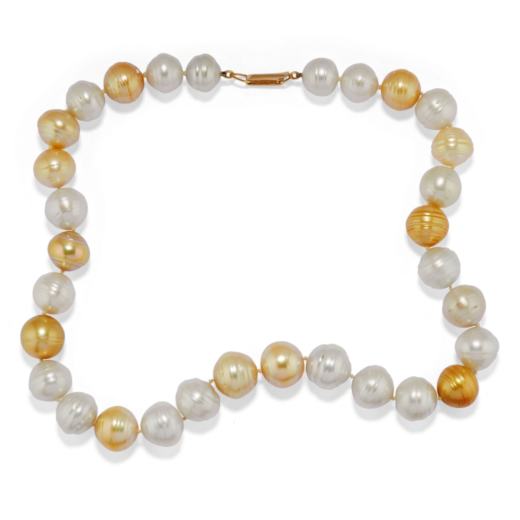 COLLIER EN OR ET PERLES CULTIVÉES réalisé avec un fil de perles cultivées South Sea et perles cu