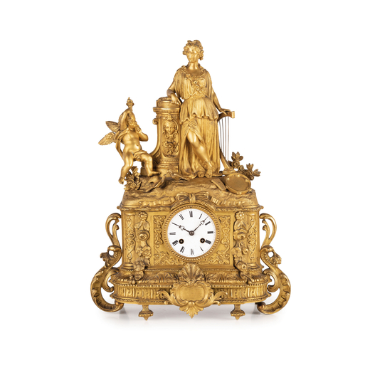 GRANDE OROLOGIO DA APPOGGIO IN BRONZO DORATO, FRANCIA, CIRCA 1860 grande orologio a pendolo in stile