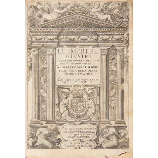 RUSCELLI, Girolamo (1518-1566). Le imprese illustri . Venezia : Comin da Trino di Monferrato, 1572-1