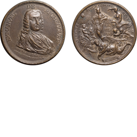 MEDAGLIE ITALIANE. EMMANUEL DE RICHECOURT (1697-1768). OPUS: G. LAPI Fusione in bronzo, 170,10 gr, 8