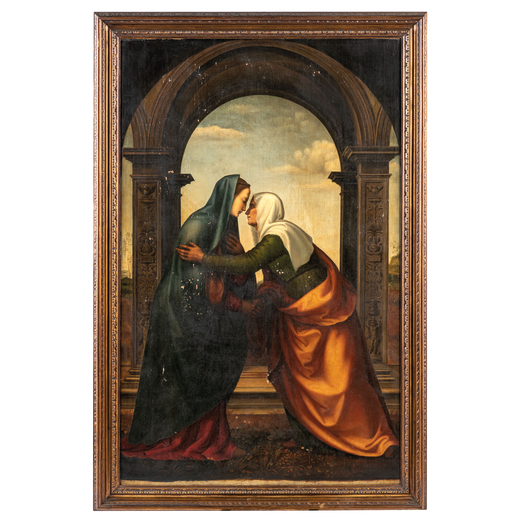 MARIOTTO ALBERTINELLI (copia del XIX secolo) (Firenze, 1474 - 1515)<br>Visitazione<br>Olio su tela, 