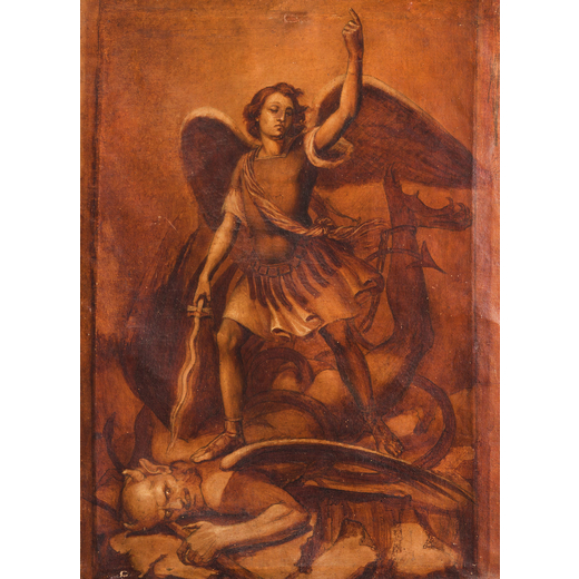 PITTORE DEL XVIII SECOLO Larcangelo Michele <br>Olio su tela, cm 54X33