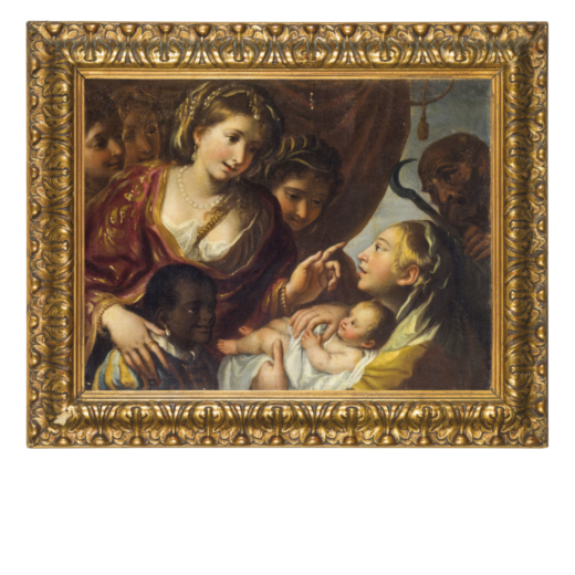FEDERICO BIANCHI (Milano, 1635 - 1719)<br>Ritrovamento di Mosè<br>Olio su tela, cm 56X72