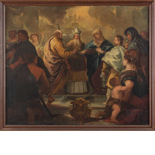 GIUSEPPE SIMONELLI (attr. a)  (Napoli, 1650 -  1710) <br>Matrimonio della Vergine<br>Olio su tela, c