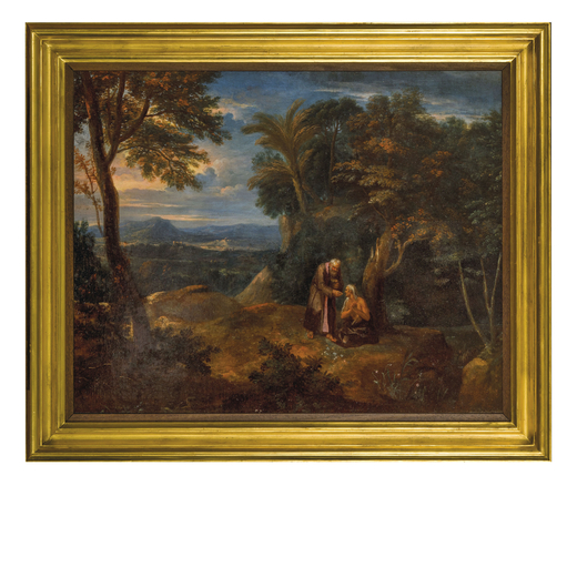 JACQUES DARTHOIS (attr. a) (Bruxelles, 1613 - 1686)<br>Paesaggio<br>Olio su tela, cm 60X74