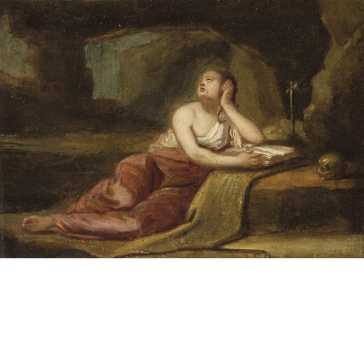 PITTORE FIAMMINGO DEL XVII SECOLO  Maddalena<br>Olio su tela, cm 26X36