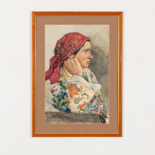 ANATOLIY ALEKSEEVICH KAZANTSEV Chabarovsk, 1908 - Leningrado, 1984<br>Ritratto di donna<br>Firmato K