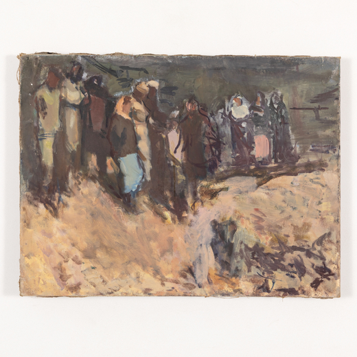 VLADIMIR NIKOLAEVICH KOSTESKY 1905 - 1968<br>Bozzetto per il dipinto Requiem <br>Olio su tela, cm 75