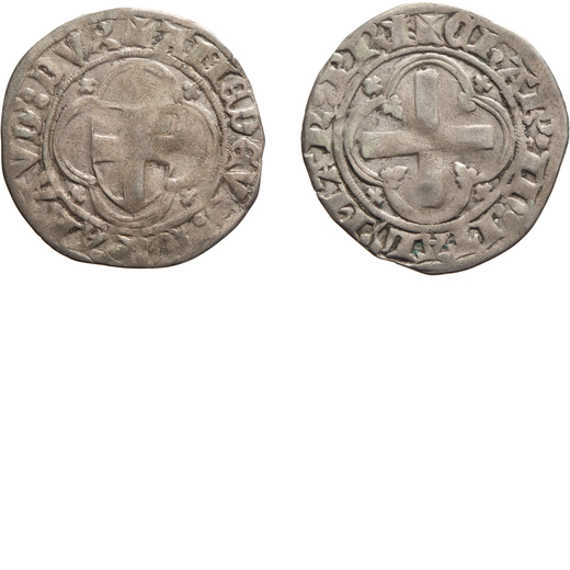 SAVOIA. AMEDEO VIII CONTE (1399-1416). MEZZO GROSSO CHIABLESE del II tipo. Chambèry. Argento, 1,75 
