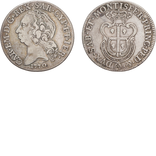 SAVOIA. CARLO EMANUELE III (1755-1773). MEZZO SCUDO SARDO 1770 Argento, 11,54 gr, 31x32 mm, piacevol