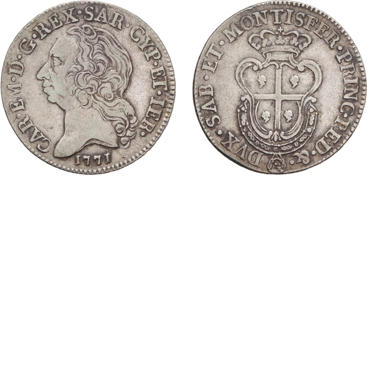 SAVOIA. CARLO EMANUELE III (1755-1773). MEZZO SCUDO SARDO 1771 Argento, 11,70 gr, 32 mm, piacevole M