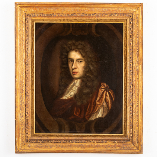 MARY BEALE (cerchia di) (Barrow, Suffolk, 1633 - Pall Mall, 1699)<br>Ritratto di gentiluomo <br>Olio