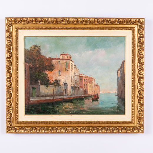 ANTOINE BOUVARD Parigi, 1870 - 1955<br>Canale a Venezia<br>Firmato Bouvard in basso a destra <br>Oli