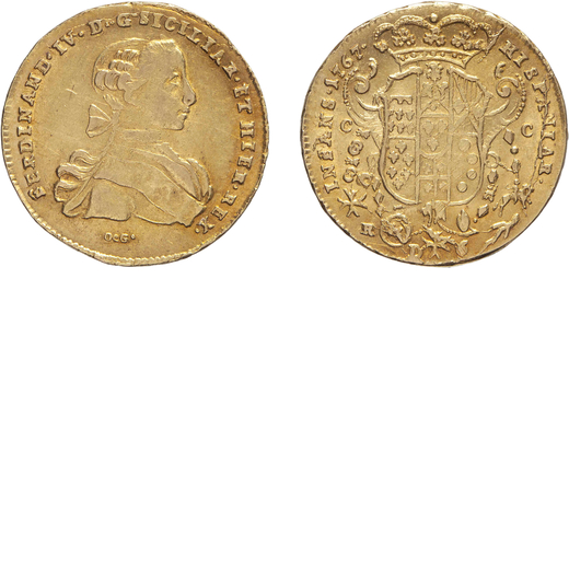 ZECCHE ITALIANE. NAPOLI. FERDINANDO IV (1759-1798). 6 DUCATI 1767 Oro, 8,85 gr, 26 mm. Migliore di B