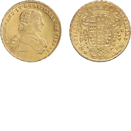 ZECCHE ITALIANE. NAPOLI. FERDINANDO IV (1759-1798). 6 DUCATI 1767 Oro, 8,83 gr, 26 mm. Graffi usuali