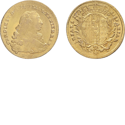 ZECCHE ITALIANE. NAPOLI. FERDINANDO IV (1759-1798). 6 DUCATI 1771 Oro, 8,82 gr, 27 mm. Graffi usuali