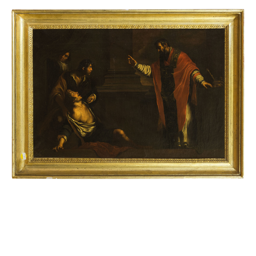 PIETRO NOVELLI (maniera di) (Monreale, 1603 - Palermo, 1647)<br>San Filippo di Agira esorcizza un os