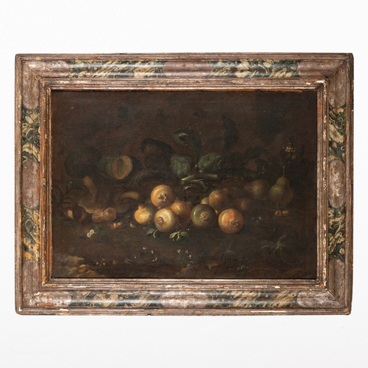 SEBASTIANO CECCARINI  (Fano, 1703 - 1783)<br>Natura morta<br>Olio su tela, cm 65X92