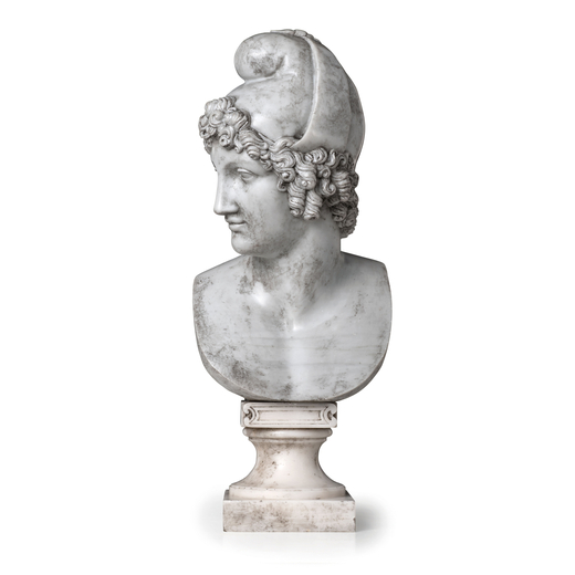 SCULTURA IN MARMO, RECENTE MANIFATTURA raffigurante busto di Paride dal noto prototipo di Antonio Ca